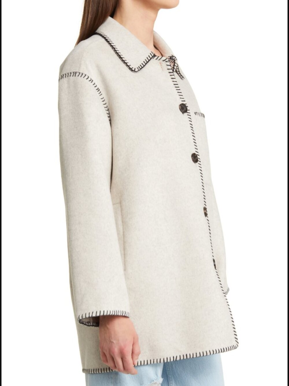 Rails Odyssey Whipstitch Detail Wool Blend Jacket Shacket Shade Oatmeal $398.00 - Picture 4 of 16